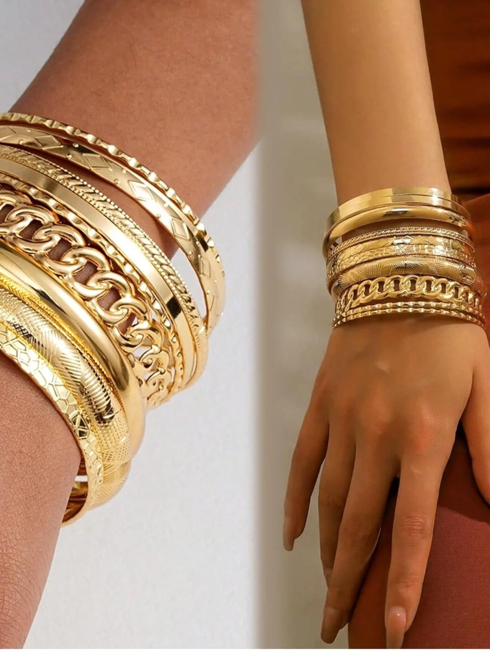 Anthropologie Gold-Tone Layered Bangle Bracelet Set